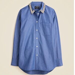 NWT Etienne Oversized Shirt in Embellished Lightweight Oxford- Size S